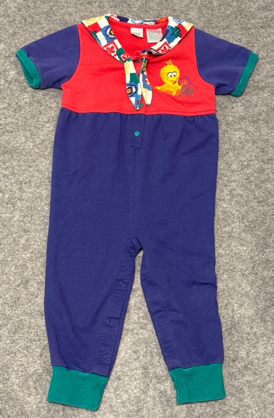 Vintage Baby Girl Sesame Street Romper 24M Big Bird One Piece Outfit